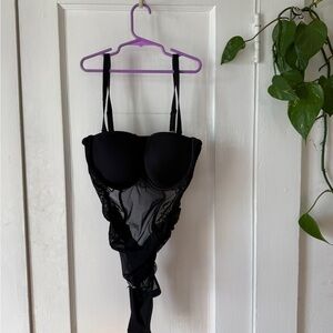 Le Mystere Black Sheer Lace Chemise